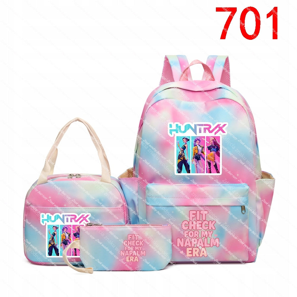 K-POP School backpack set: large backpack, purse, case with fairytale pos Brand no brand