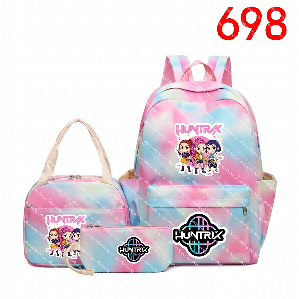K-POP School backpack set: large backpack, purse, case with fairytale pos Packaging status original