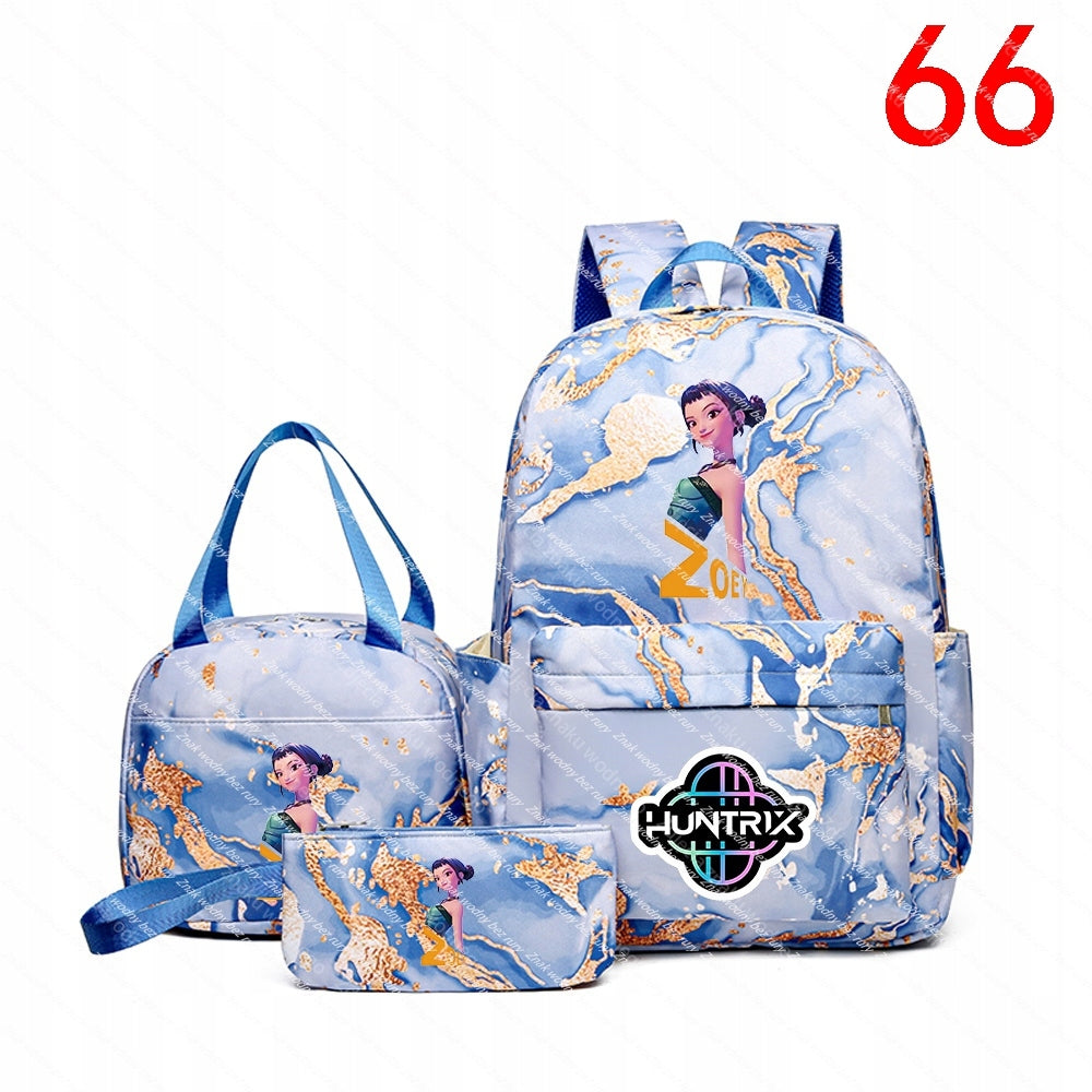 K-POP Set of school backpacks (backpack, purse, case) with a fairytale pattern, Brand no brand