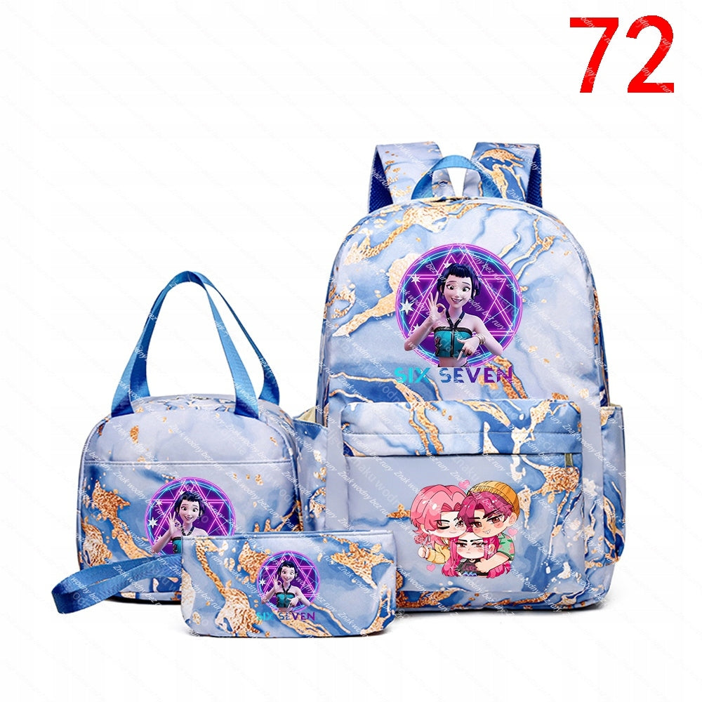 K-POP Set of school backpacks (backpack, purse, case) with a fairytale pattern, Packaging status original