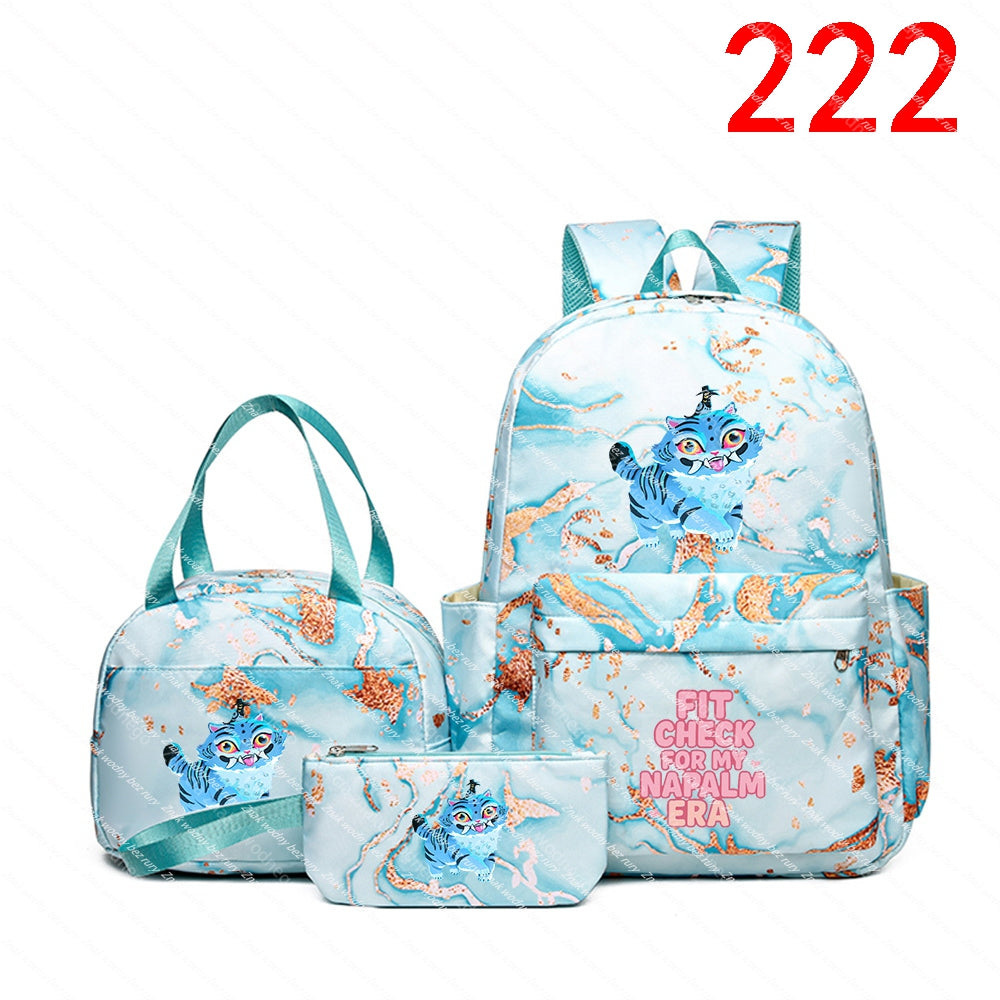 K-POP Set of school backpacks: large backpack, purse, wallet. Designs Color black