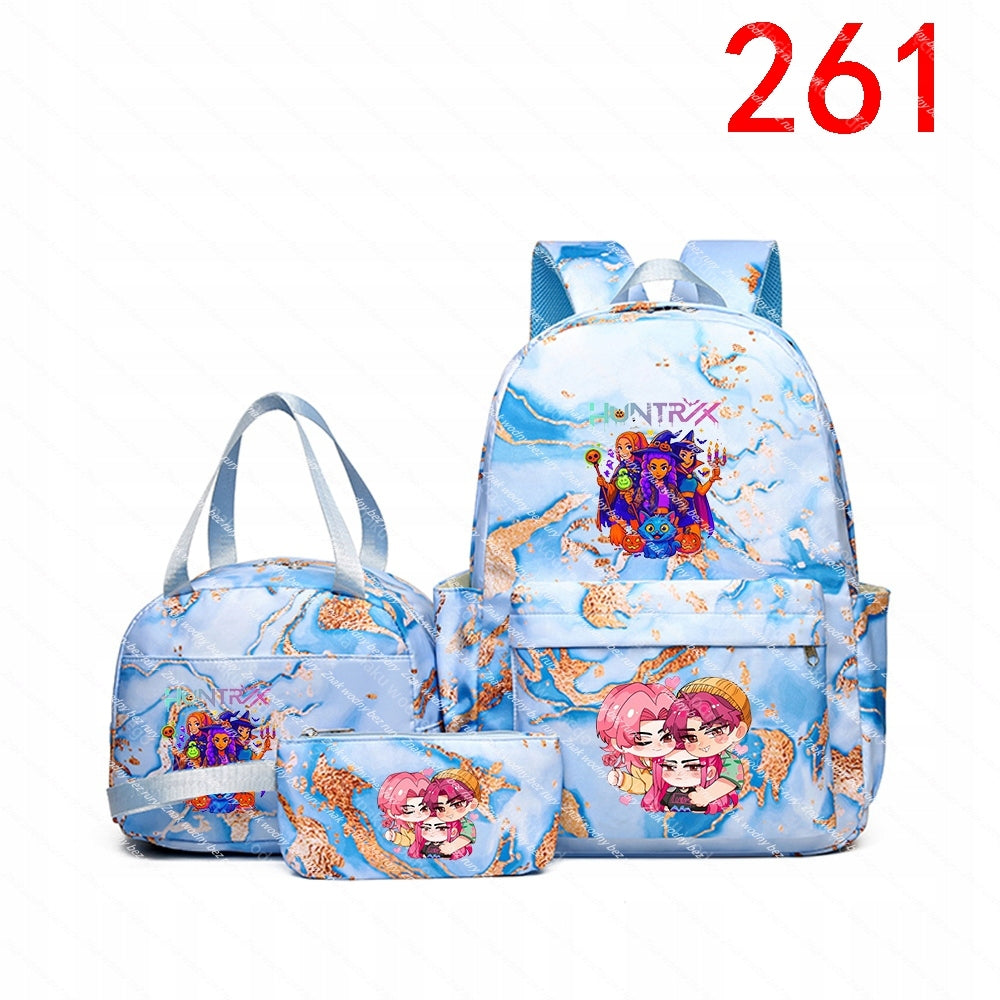K-POP Set: school backpack, purse, wallet – all with post pattern Brand no brand