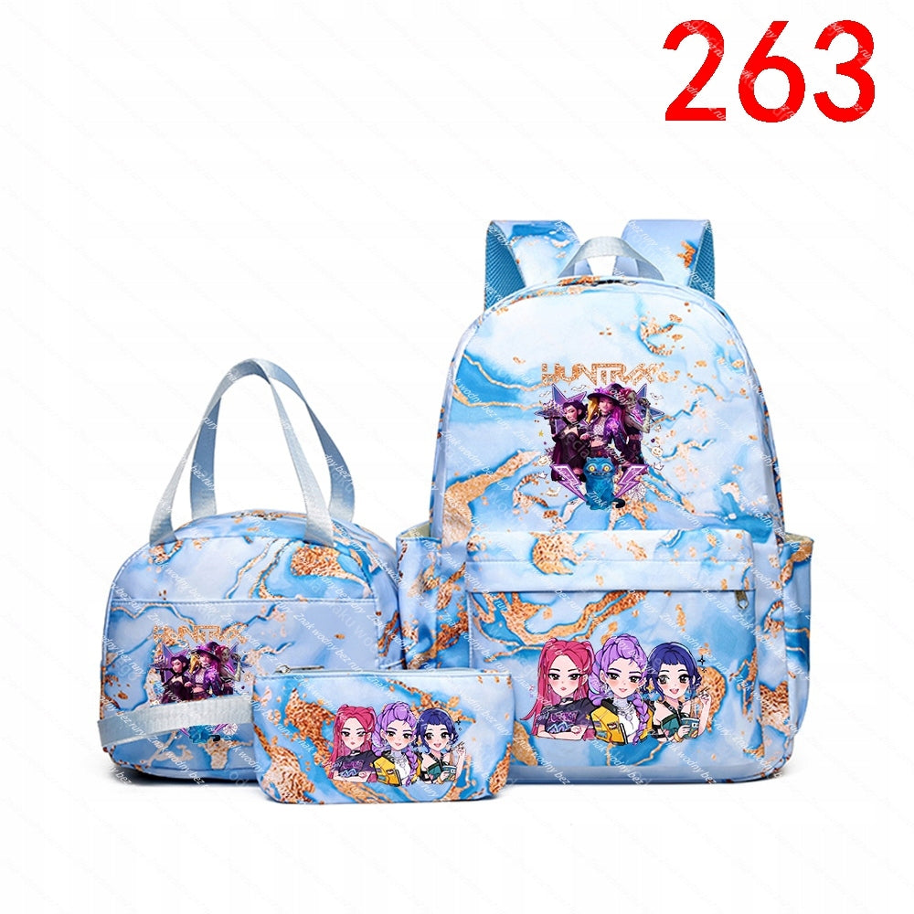 K-POP Set: school backpack, purse, wallet – all with post pattern