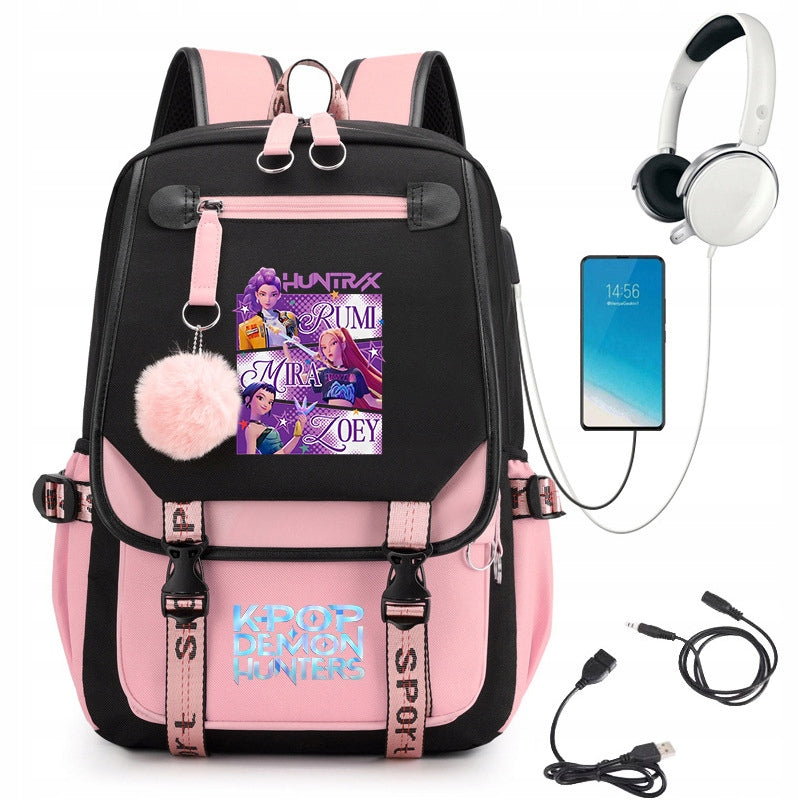 K-Pop Demon HUNTERS SCHOOL BACKPACK YOUTH SATCHEL ROOMY FOR Manufacturer code try5r7y