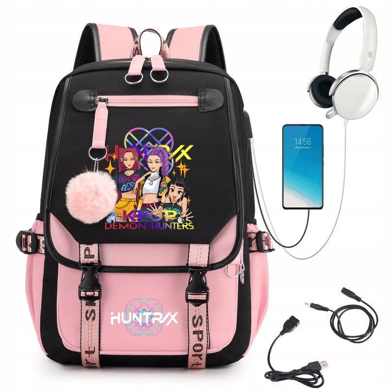 K-Pop Demon HUNTERS SCHOOL BACKPACK YOUTH SATCHEL ROOMY FOR