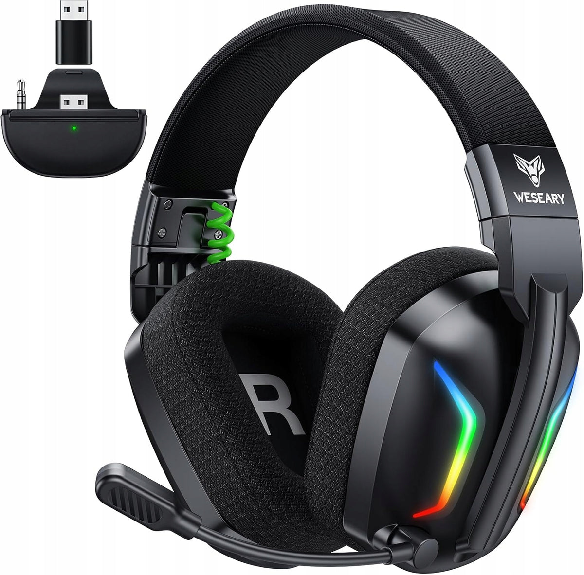 K1875 WESEARY WIRELESS GAMING HEADPHONES WG1 2.4GHz BLUETOOTH LED