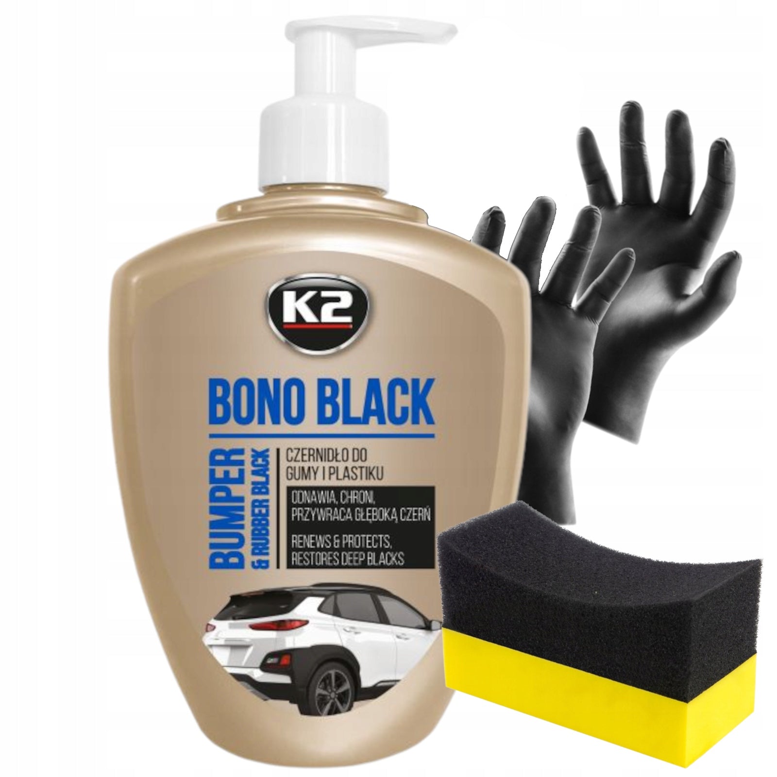 K2 BONO BLACK 500ml - TIRE BLACK FOR TIRES RUBBER PLASTIC SEALS + APPLICATOR Manufacturer's catalog number ZESTAW DO OPON