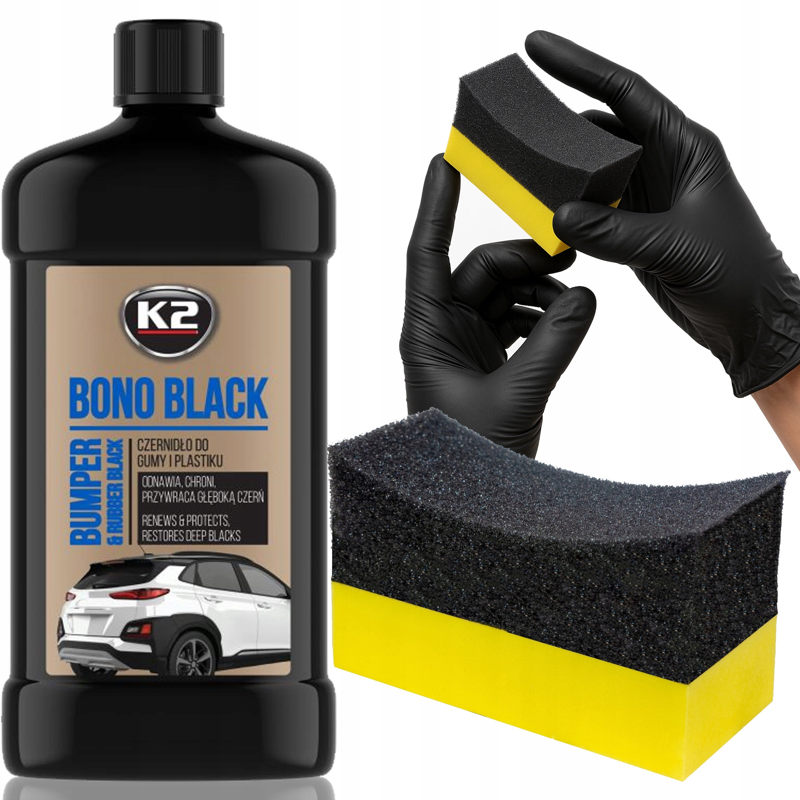 K2 BONO BLACK 500ml - TIRE BLACK FOR TIRES RUBBER PLASTIC SEALS + APPLICATOR