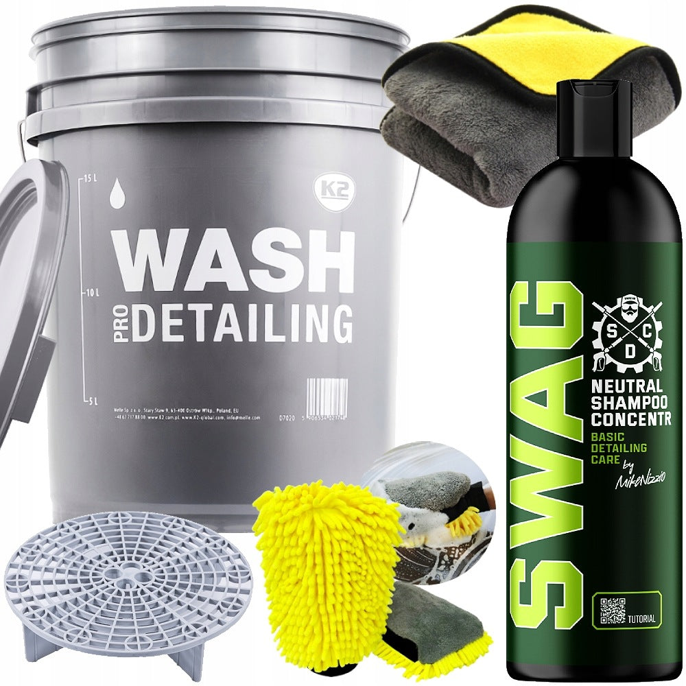 K2 Detailing Bucket with Separator + SWAG Basic Car Shampoo 500ml