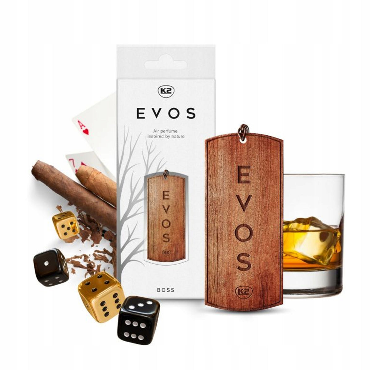 K2 EVOS Boss V034 Scented Pendant for Car Cars Wooden Manufacturer's catalog number V034