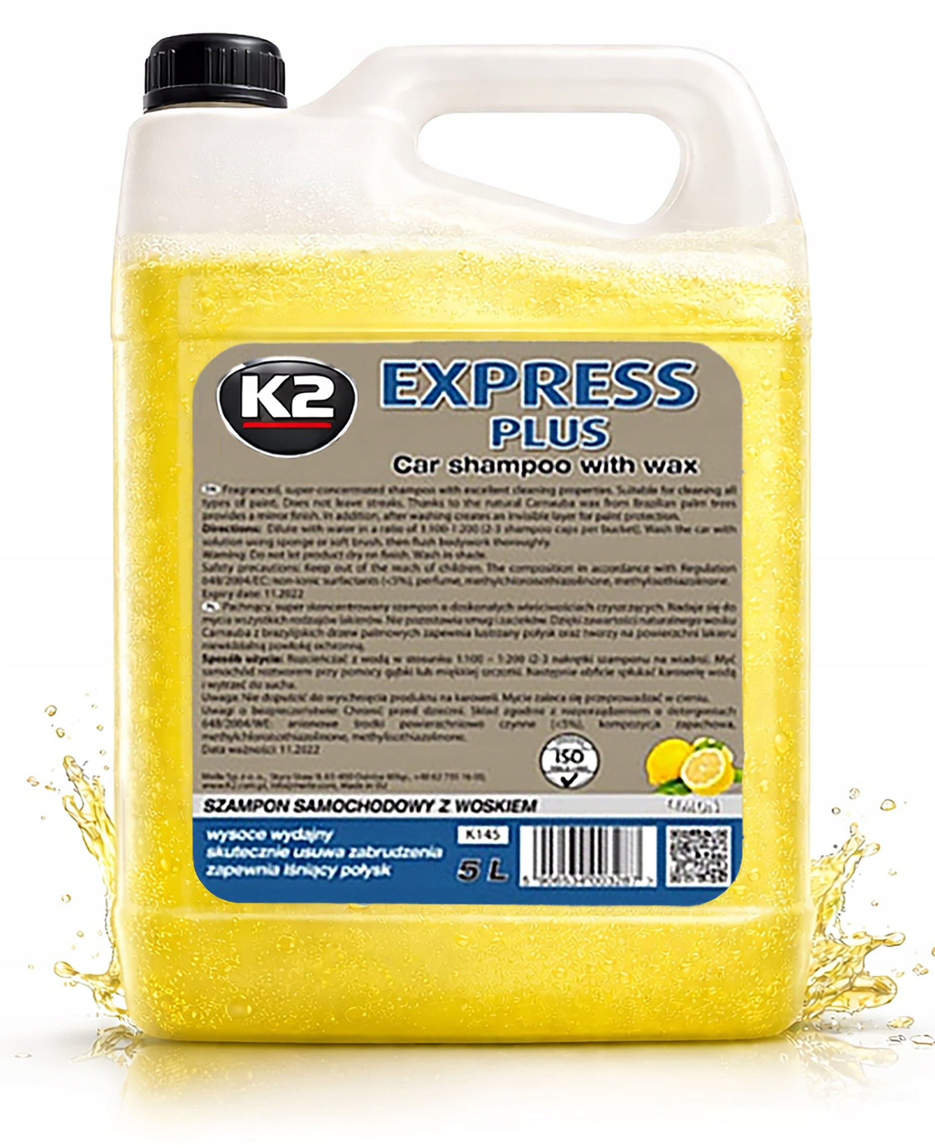 K2 EXPRESS PLUS Car Wash Shampoo with Wax Canister 5l
