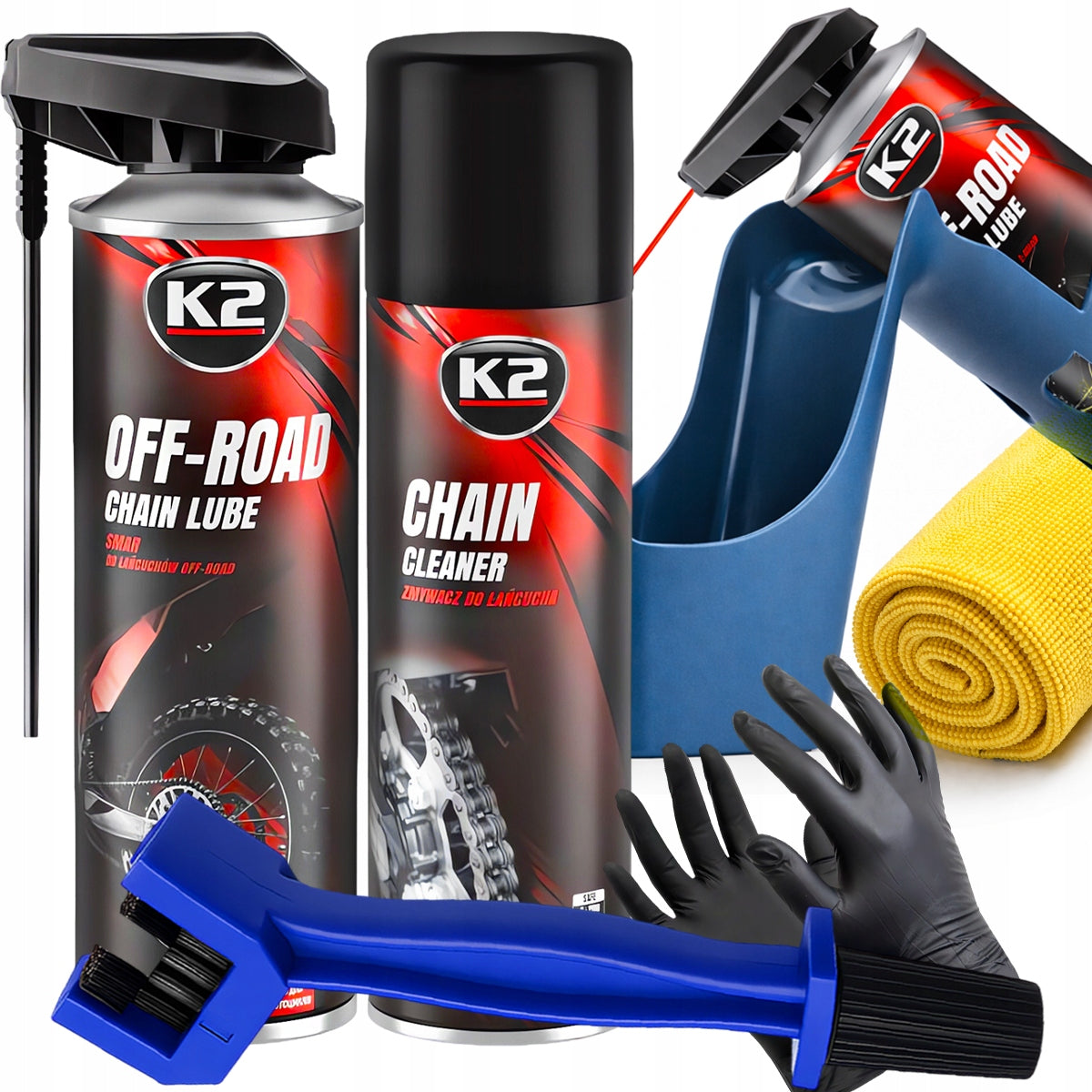 K2 Grease Chain Lubrication Remover Container Handle Brush Microfiber