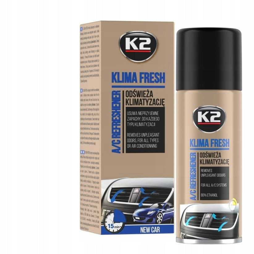 K2 KLIMA FRESH 150ML. K222NC NEW CAR AIR CONDITIONING FRESHENER