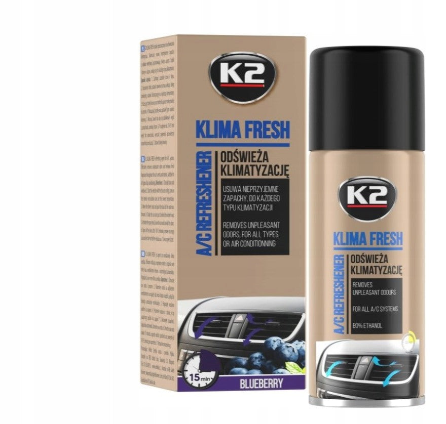 K2 KLIMA FRESH REFRESHES AIR CONDITIONING BLUEBEBERRY 150ML