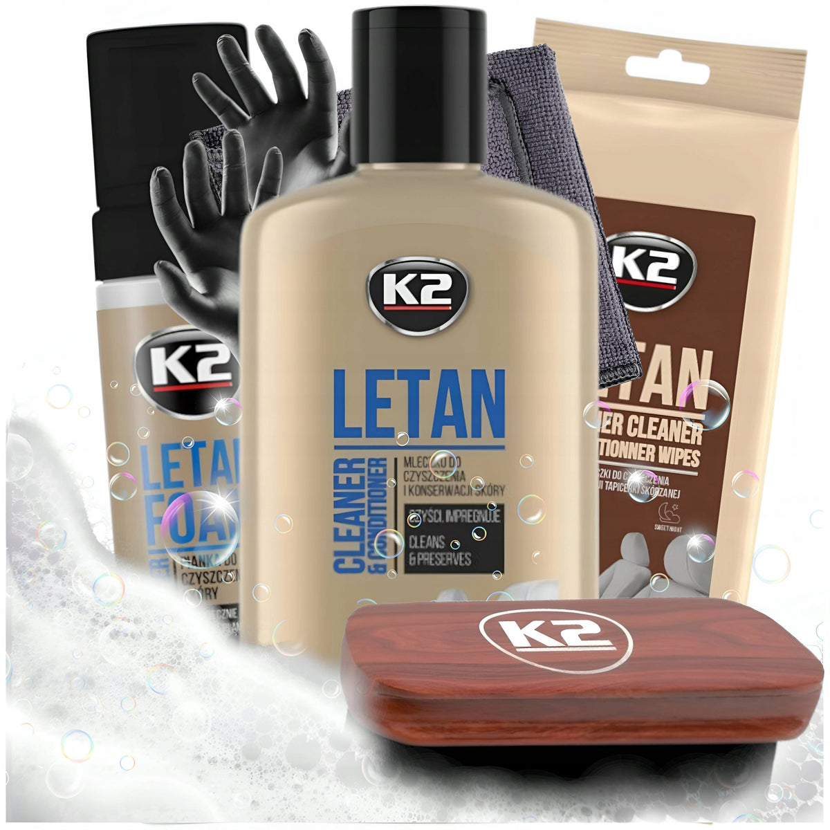 K2 LETHAN GLAM FOR CLEANING AND CAR LEATHER UPHOLSTERY Manufacturer's catalog number ZESTAW DO CZYSZCENIA SKÓRY