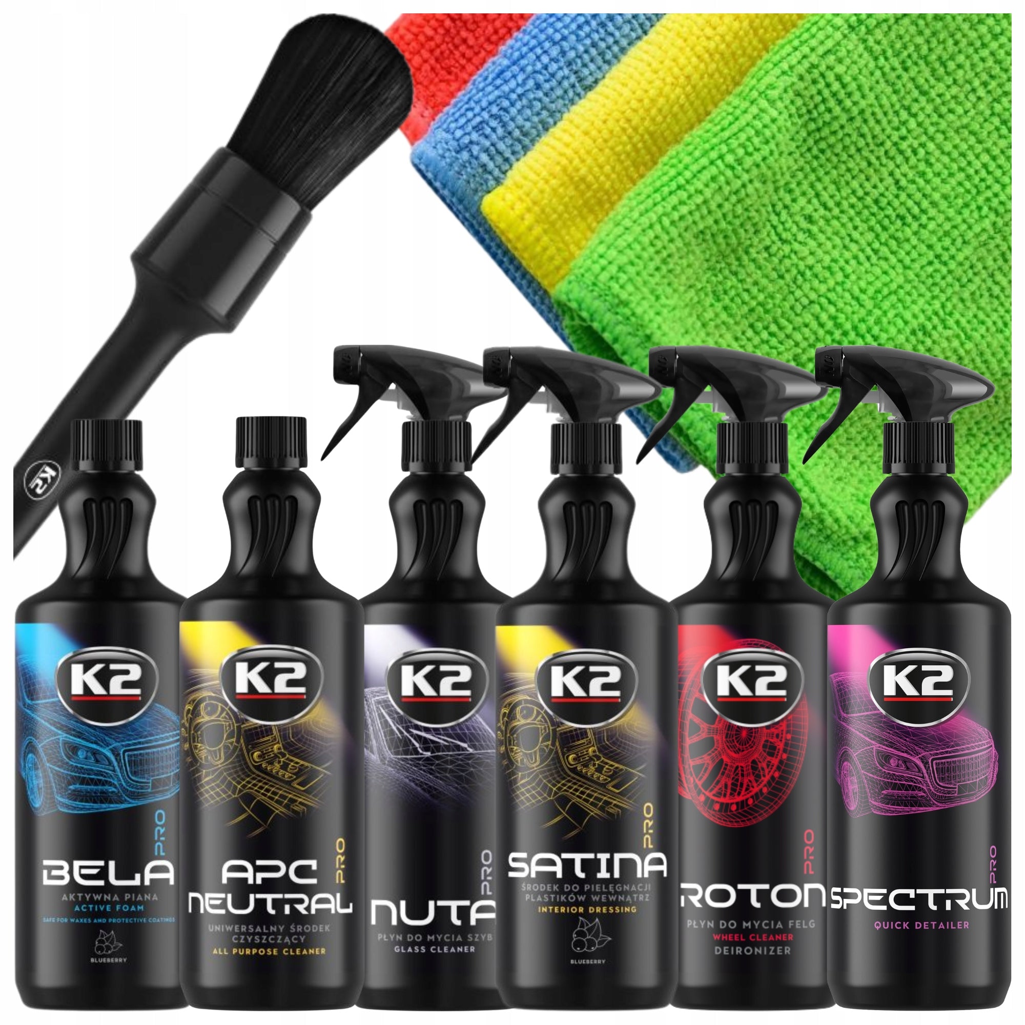 K2 PRO DETAILING COSMETICS SET FOR CAR CLEANING CARE
