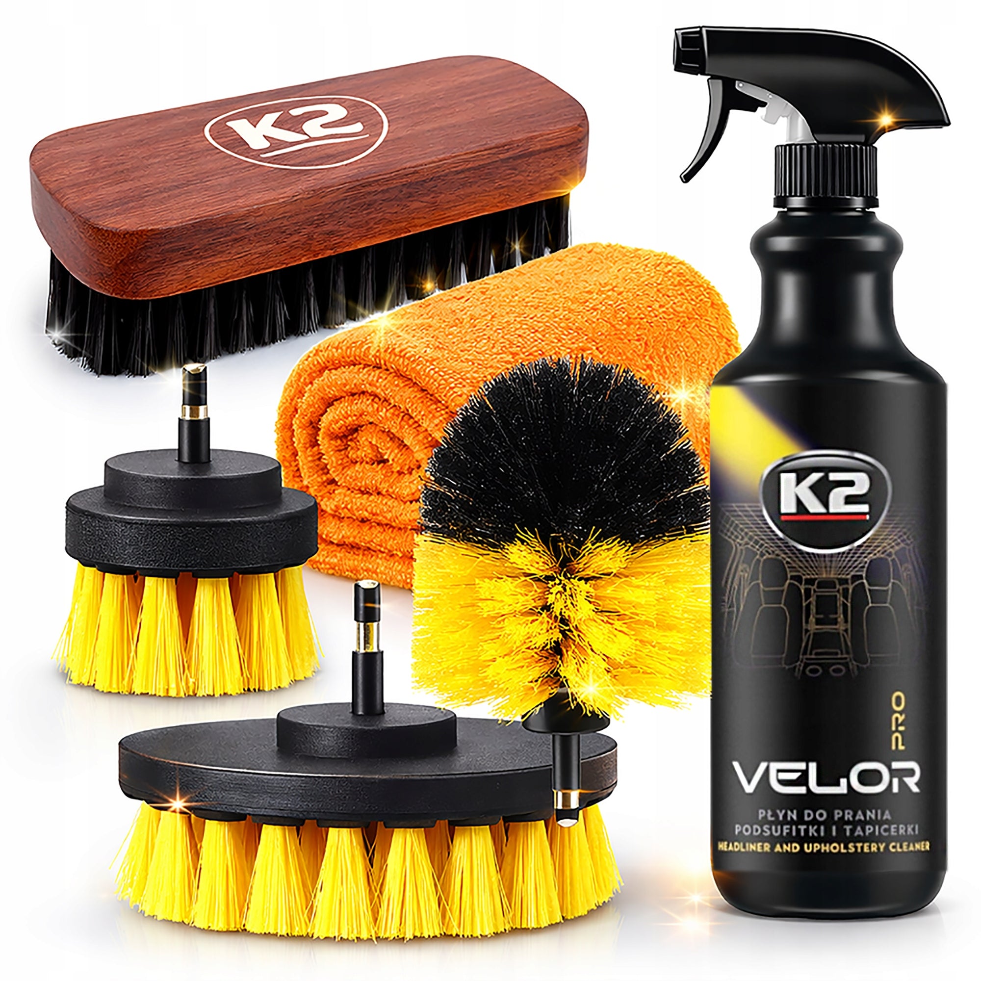 K2 VELOR PRO Liquid Agent + Cleaning Brushes Seat Washing Upholstery