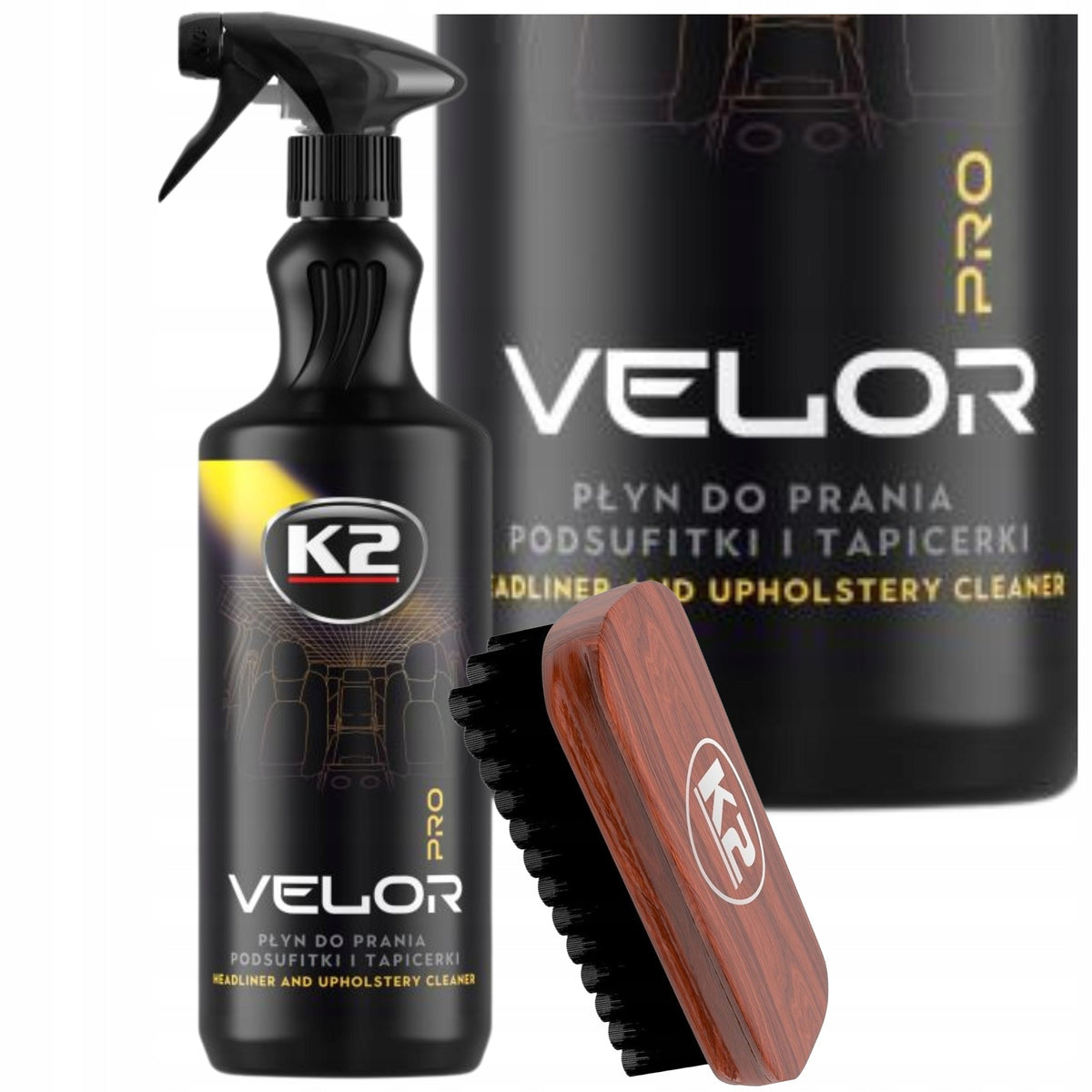 K2 Velor PRO 1L Washing Upholstery Cleaning Kit + Brush