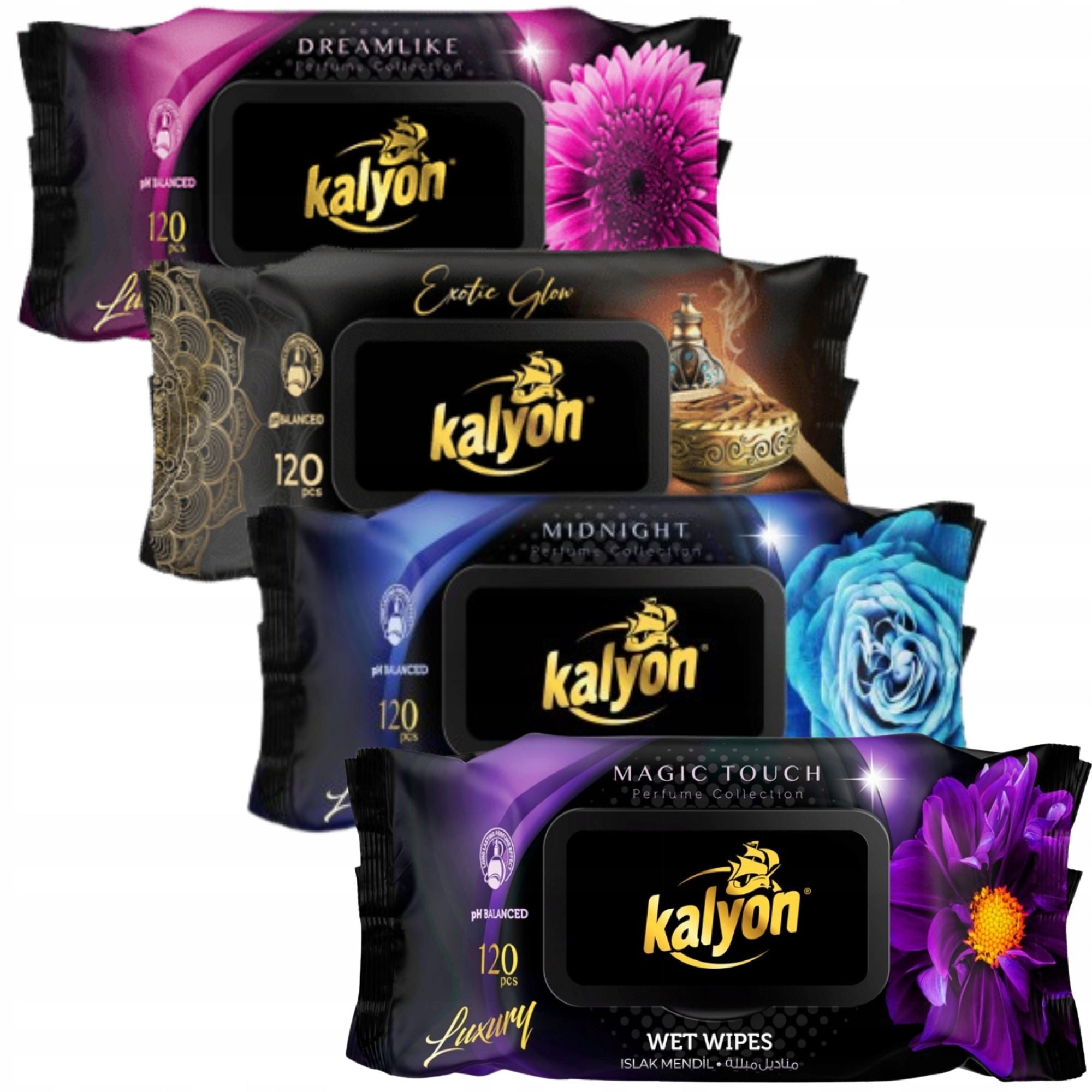 KALYON LUXURY Wet wipes wet perfumed set mix 4x 120pcs