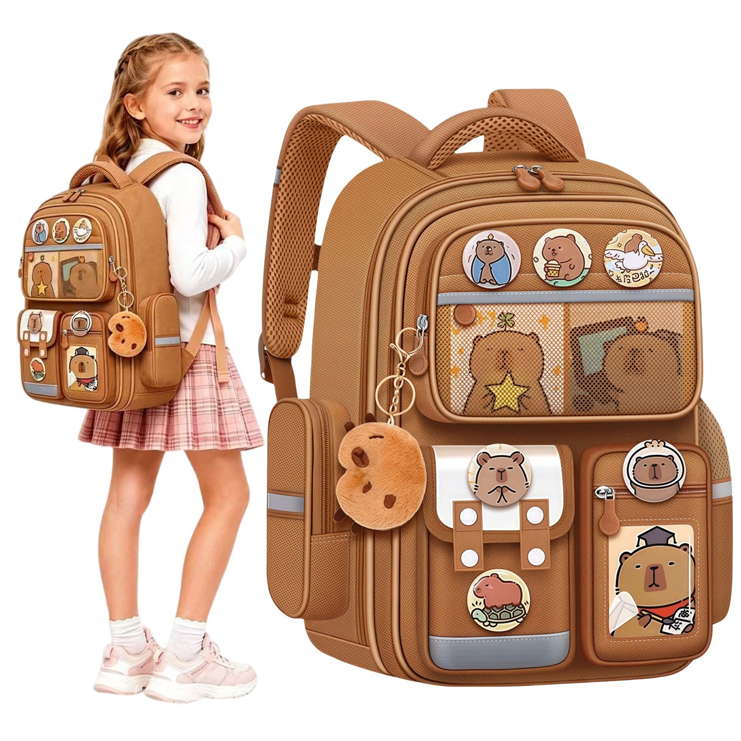 KAPIBARA BACKPACK SCHOOL SATCHEL A4 LARGE CLASSES 3-6+ HANGER Manufacturer code plecak studencki
