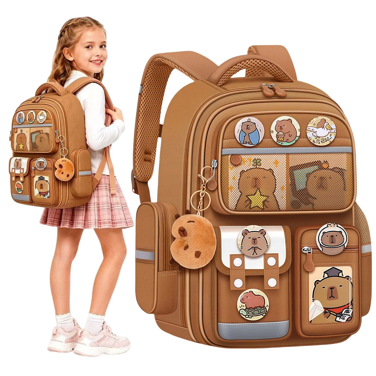 KAPIBARA BACKPACK SCHOOL SATCHEL A4 LARGE CLASSES 3-6+ HANGER Manufacturer code plecak studencki