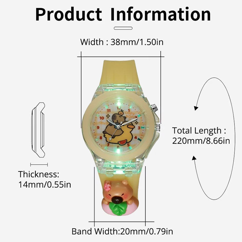 KAPIBARA children's watch for girls children GLOWING with LED capybara Brand Jelly Pens