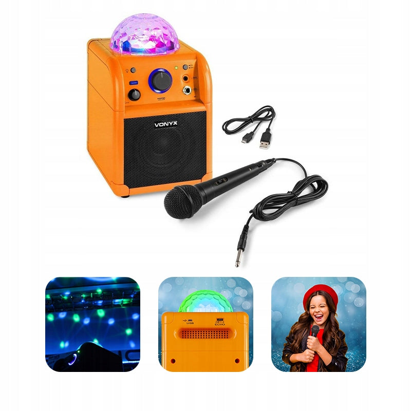 KARAOKE LED USB BT Speaker Battery + MICROPHONE