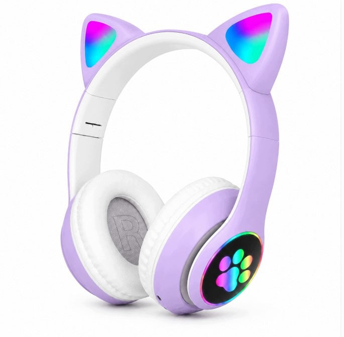 KARAOKE MICROPHONE FOR KIDS BLUETOOTH + HEADPHONES CAT EARS LED SET Manufacturer code FIOLETOWE SŁUCHAWKI + MIKROFON