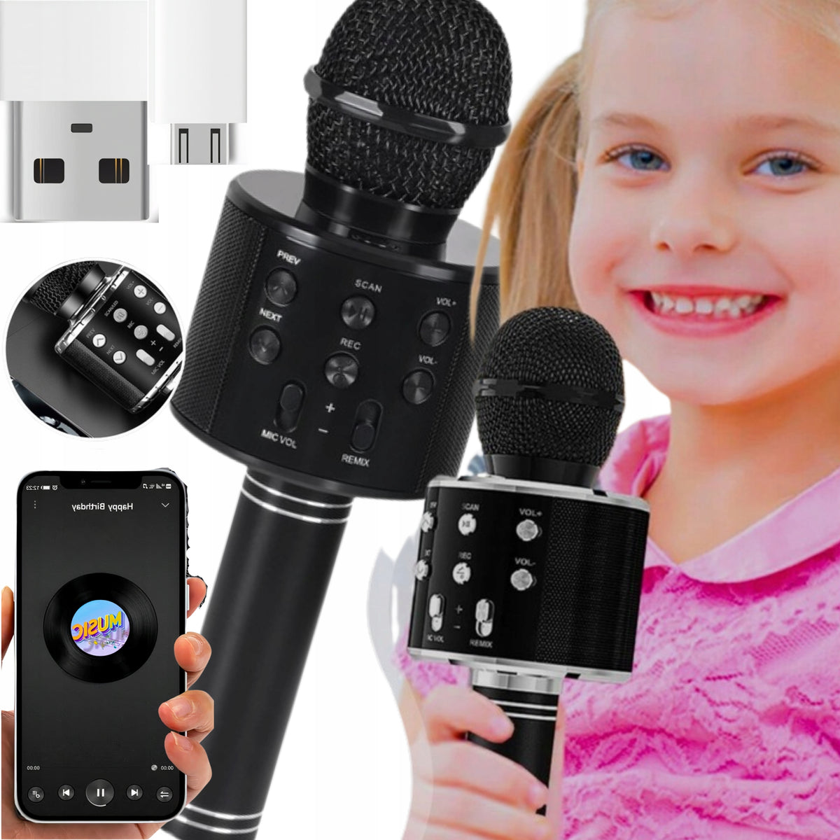 KARAOKE MICROPHONE FOR KIDS WIRELESS BLUETOOTH SPEAKER CHRISTMAS GIFT