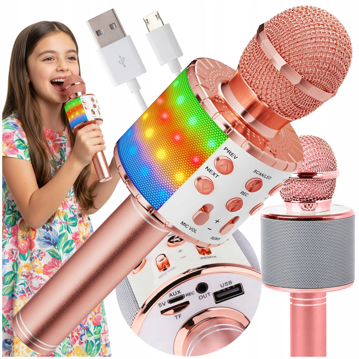 KARAOKE MICROPHONE FOR KIDS WIRELESS BLUETOOTH SPEAKER USB MICROPHONES
