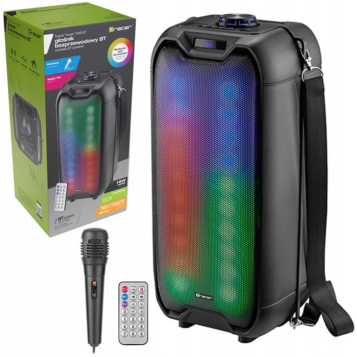 KARAOKE PORTABLE SPEAKER WITH MICROPHONE AND BLUETOOTH REMOTE CONTROL TRACER