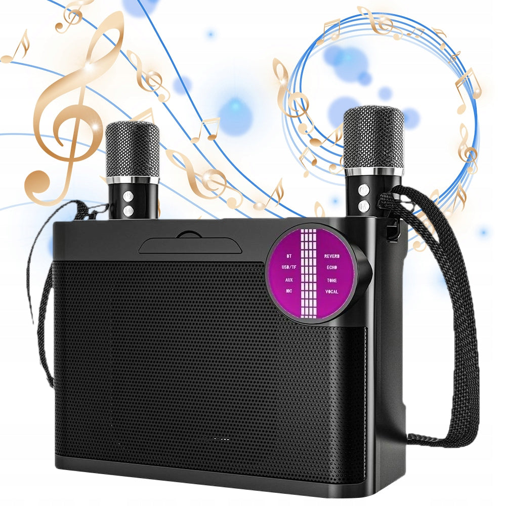 KARAOKE SPEAKER BLUETOOTH 5.3 WITH DUAL MICROPHONE FOR FAMILY EVENTS Packaging status original