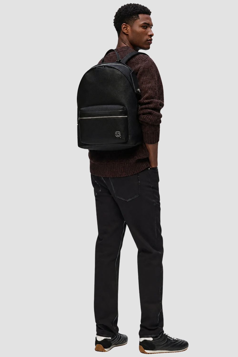 KARL LAGERFELD Black Men's Eco Leather Backpack Icon Additional features none