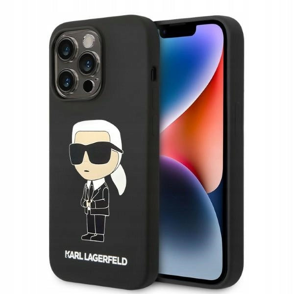 Karl Lagerfeld and Choupette 3D Case skirtas iPhone 14 Pro, juodas