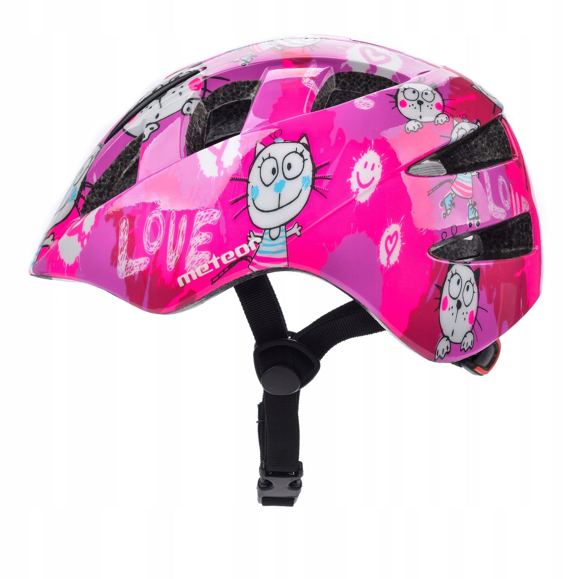 Kinderfahrradhelm Meteor PNY11 Cats, rosa 