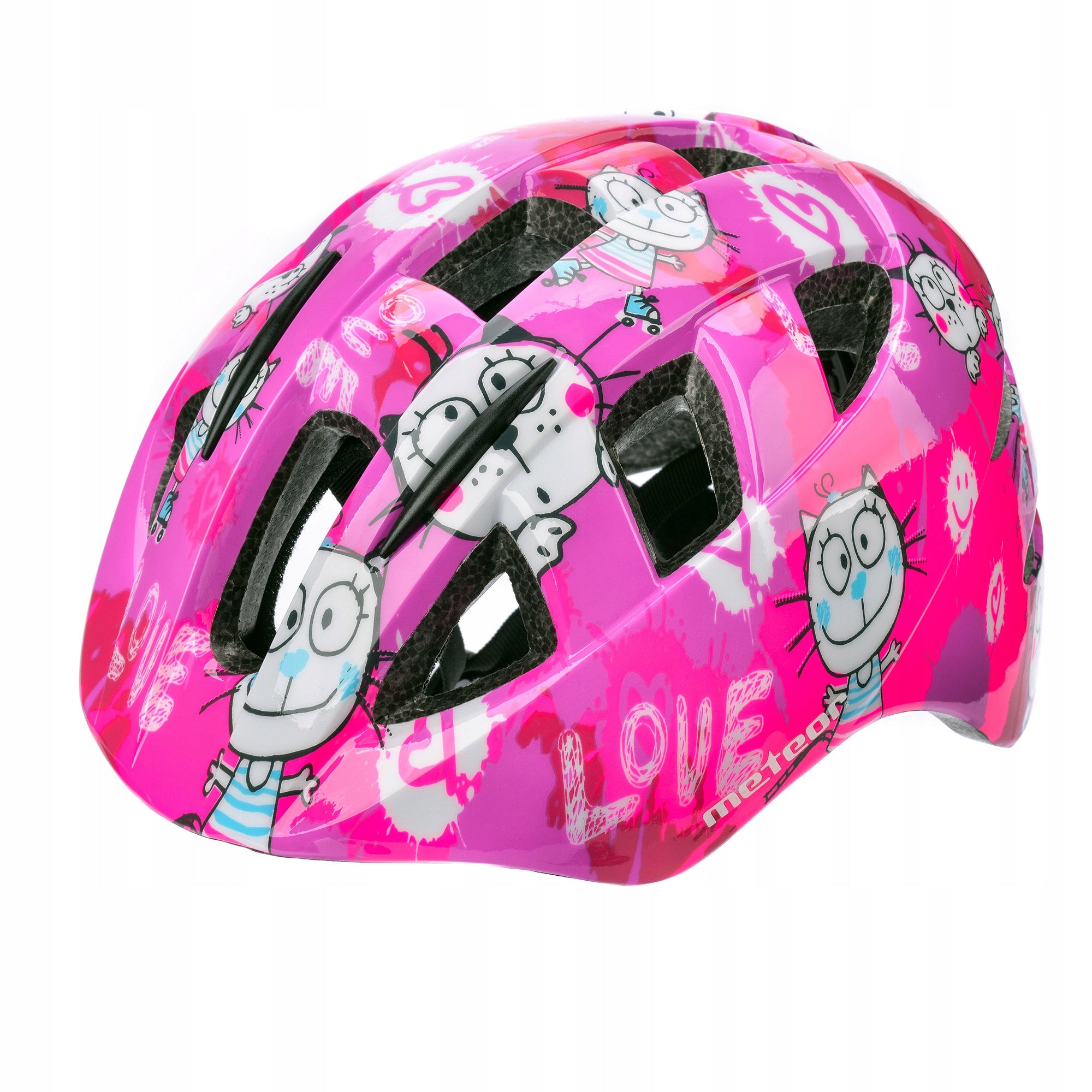 Kinderfahrradhelm Meteor PNY11 Cats, rosa 
