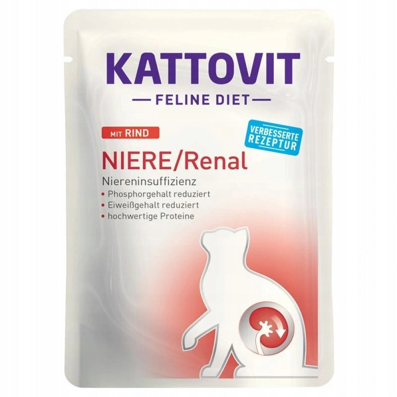 KATTOVIT Renal Wet cat food for kidney support with beef 85g