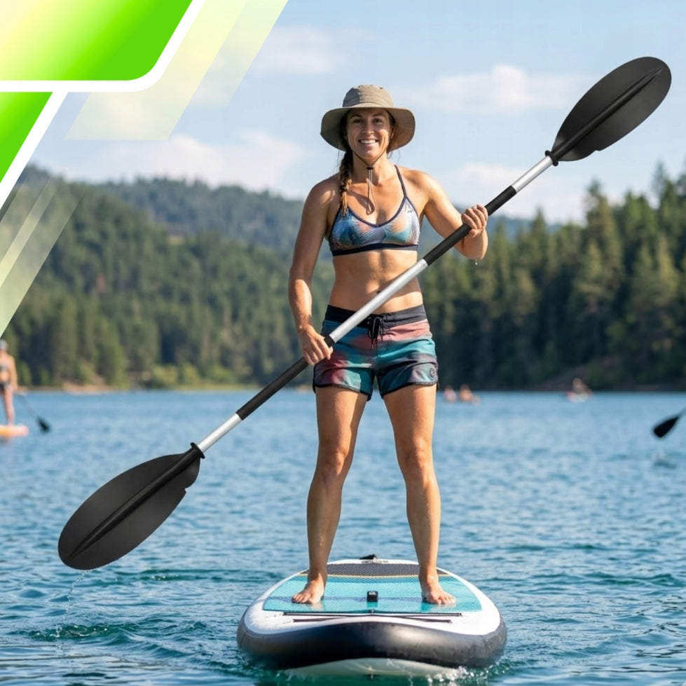 KAYAK PADDLE FOR BOARD SUP PONTOON FOLDING ALUMINUM LIGHT STRONG 221CM Color black
