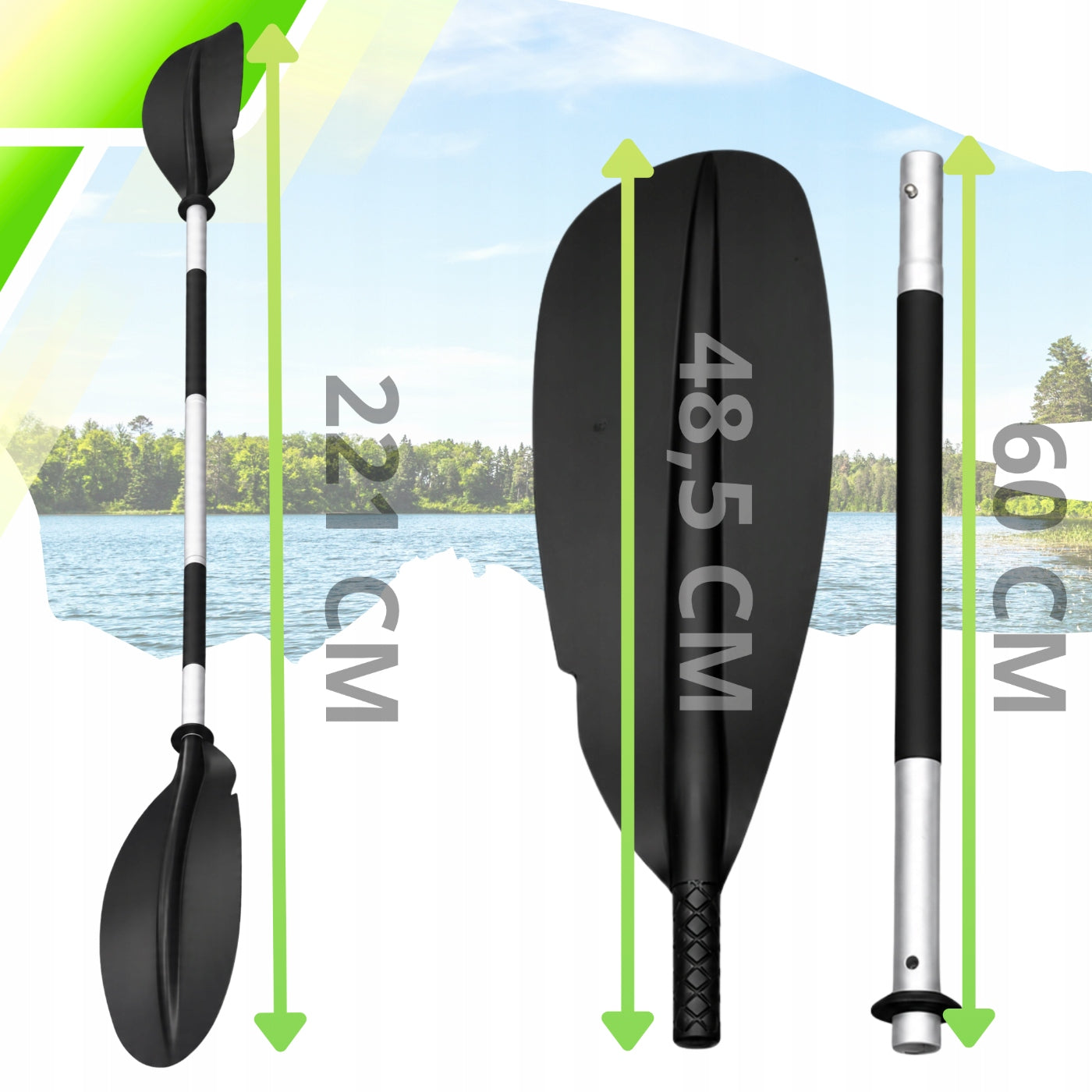 KAYAK PADDLE FOR BOARD SUP PONTOON FOLDING ALUMINUM LIGHT STRONG 221CM Model wioslo MOCNE