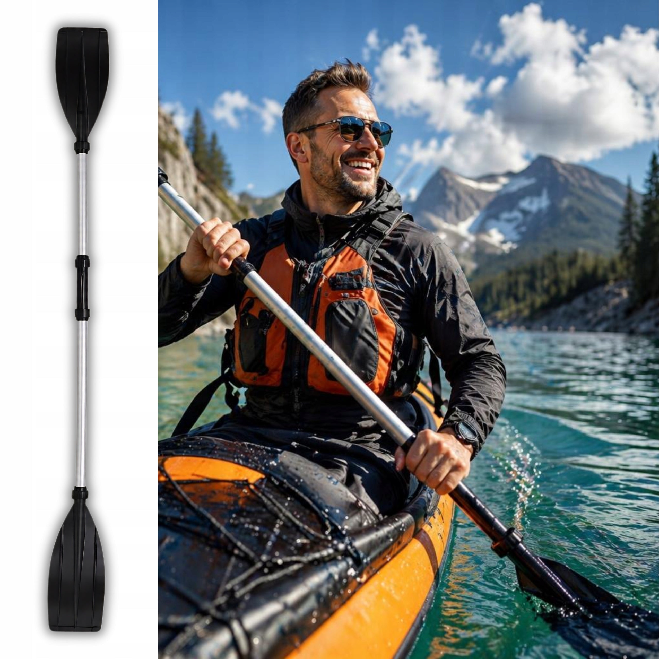 KAYAK PADDLE FOR SUP BOARD KAYAK PONTOON FOLDING ALUMINUM LIGHTWEIGHT 2in1 Manufacturer code AX1907