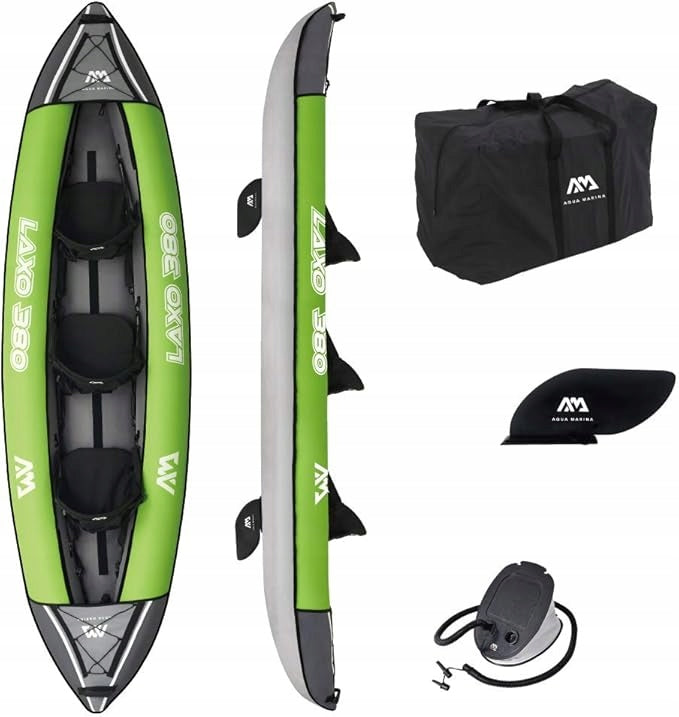 KAYAK PUMPED AQUA MARINA LAXO-380 3 PERSON PADDLE SET PUMP BAG