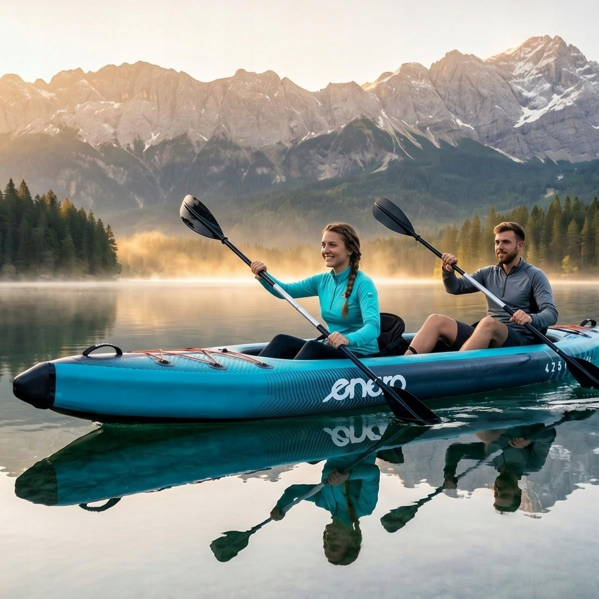 KAYAK pumped inflatable ENERO pneumatic 2-person 426cm Pump Paddle Bag Material other