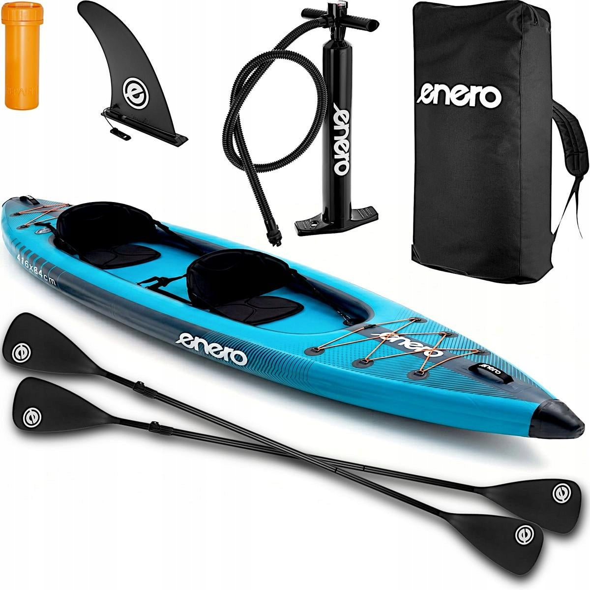 KAYAK pumped inflatable ENERO pneumatic 2-person 426cm Pump Paddle Bag