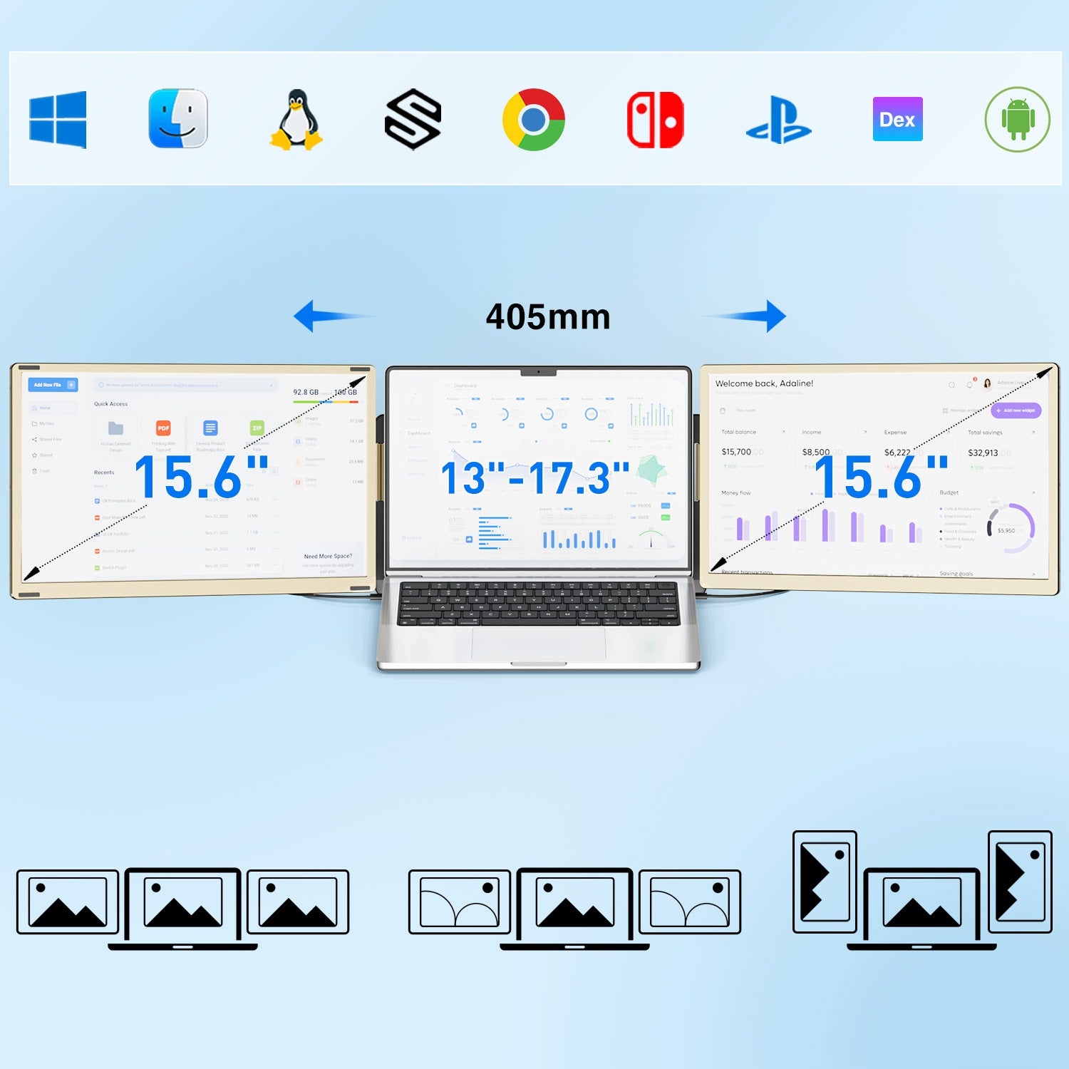 KEFEYA Monitor Przenośny 15,6" FHD IPS USB-C/HDMI do Laptopów 13-17,3" Manufacturer code KEFEYA 15,6