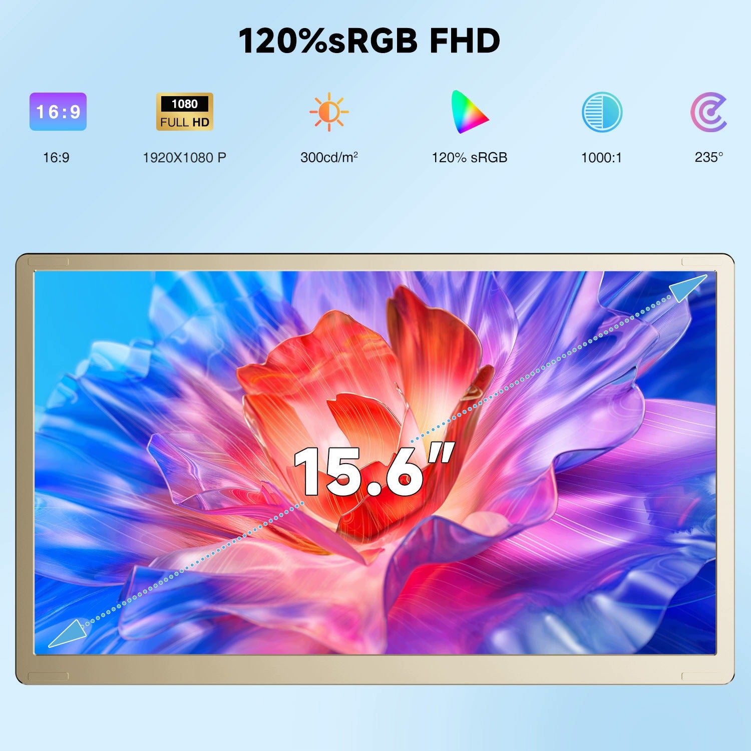 KEFEYA Monitor Przenośny 15,6" FHD IPS USB-C/HDMI do Laptopów 13-17,3" Packaging status original