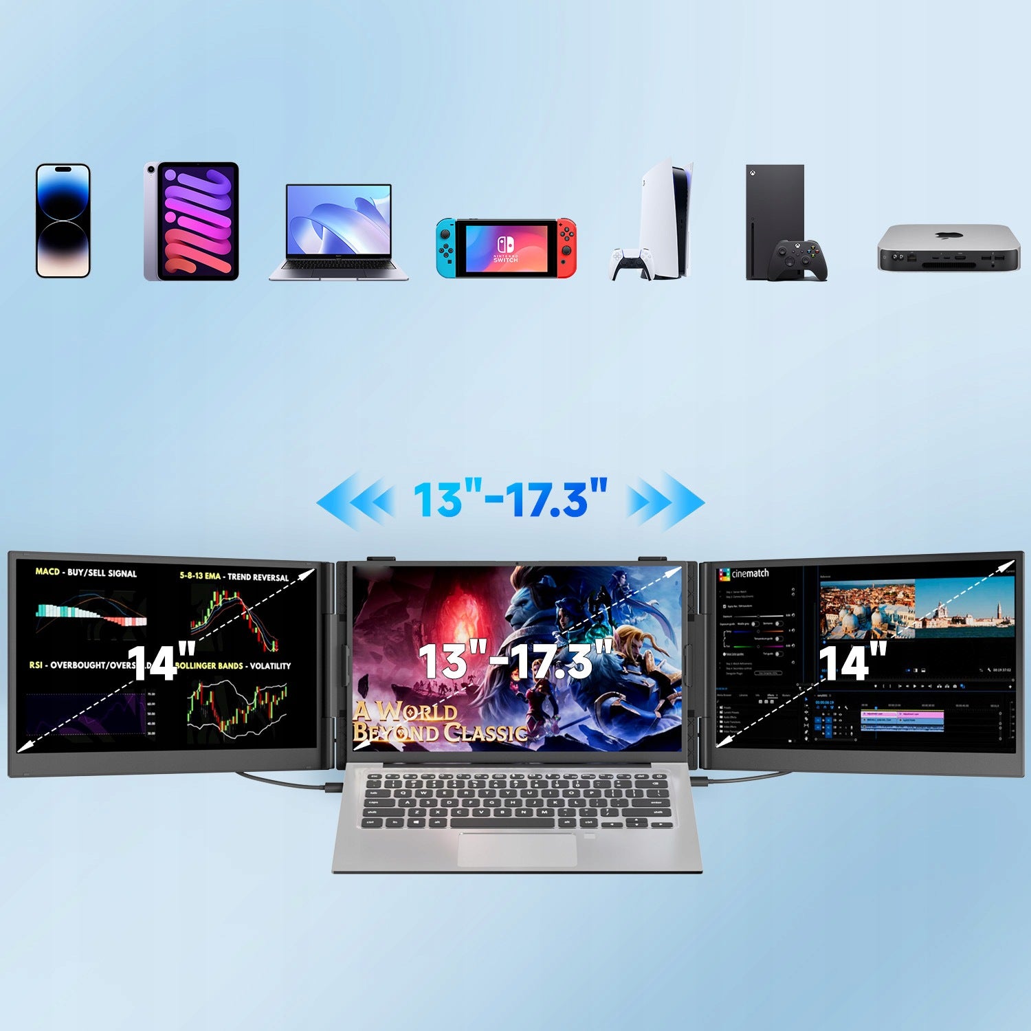 KEFEYA Monitor do Laptopa 14" FHD IPS USB-C HDMI Przenośny Dodatkowy Ekran Packaging status original
