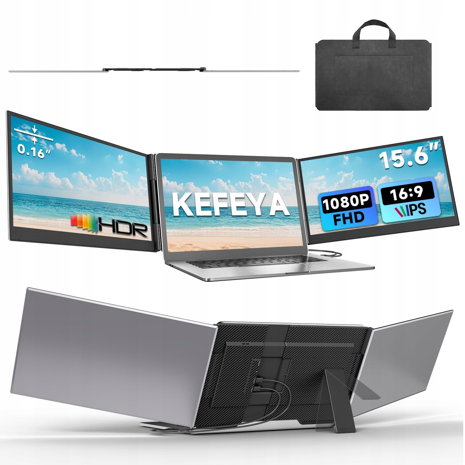 KEFEYA Monitor do Laptopa P7 15,6" FHD IPS USB-C HDMI Rozszerzacz Ekranu Brand PRO-VIEW