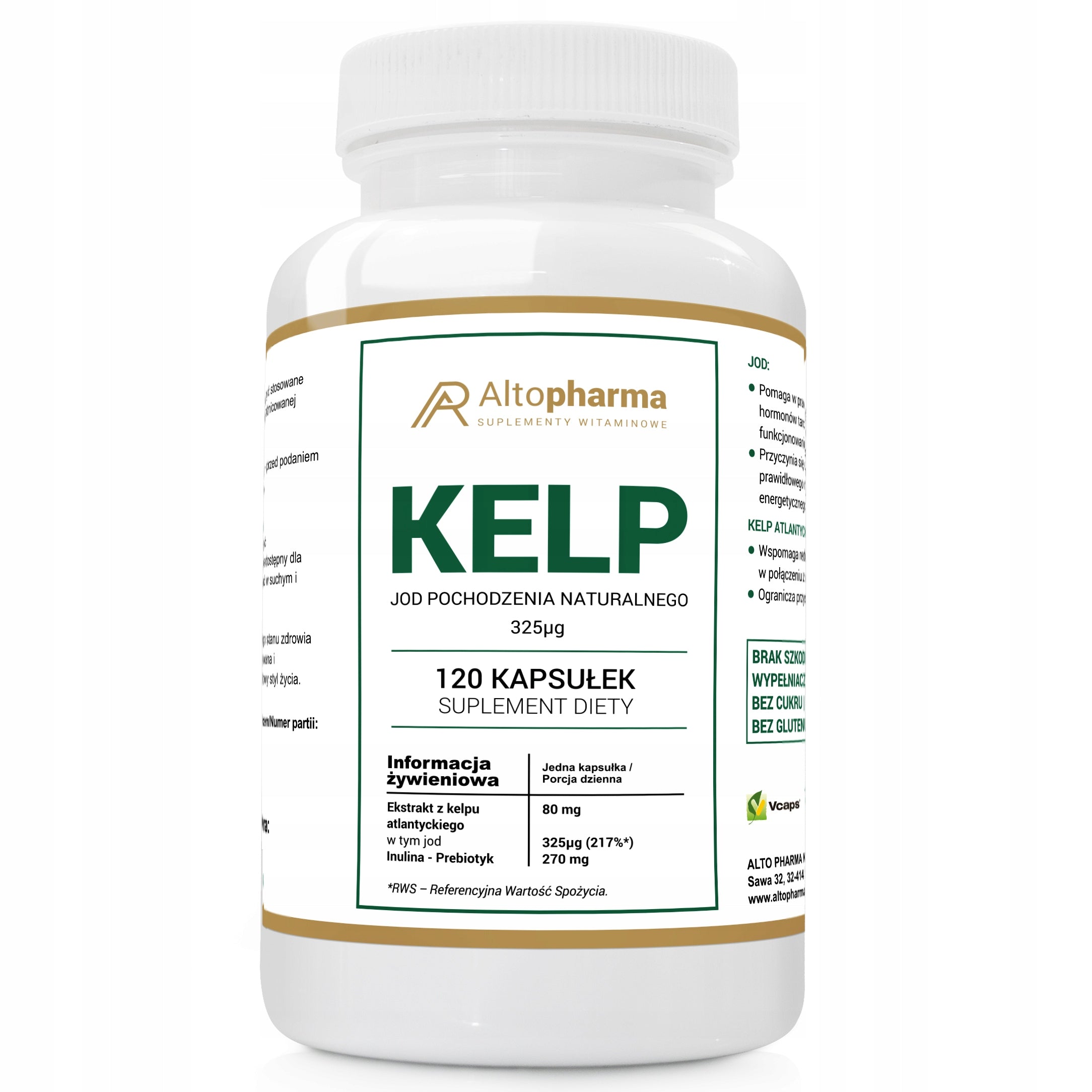 KELP NATURAL IODINE + PREBIOTIC THYROID ENERGY Alto Pharma 120 veg kaps.
