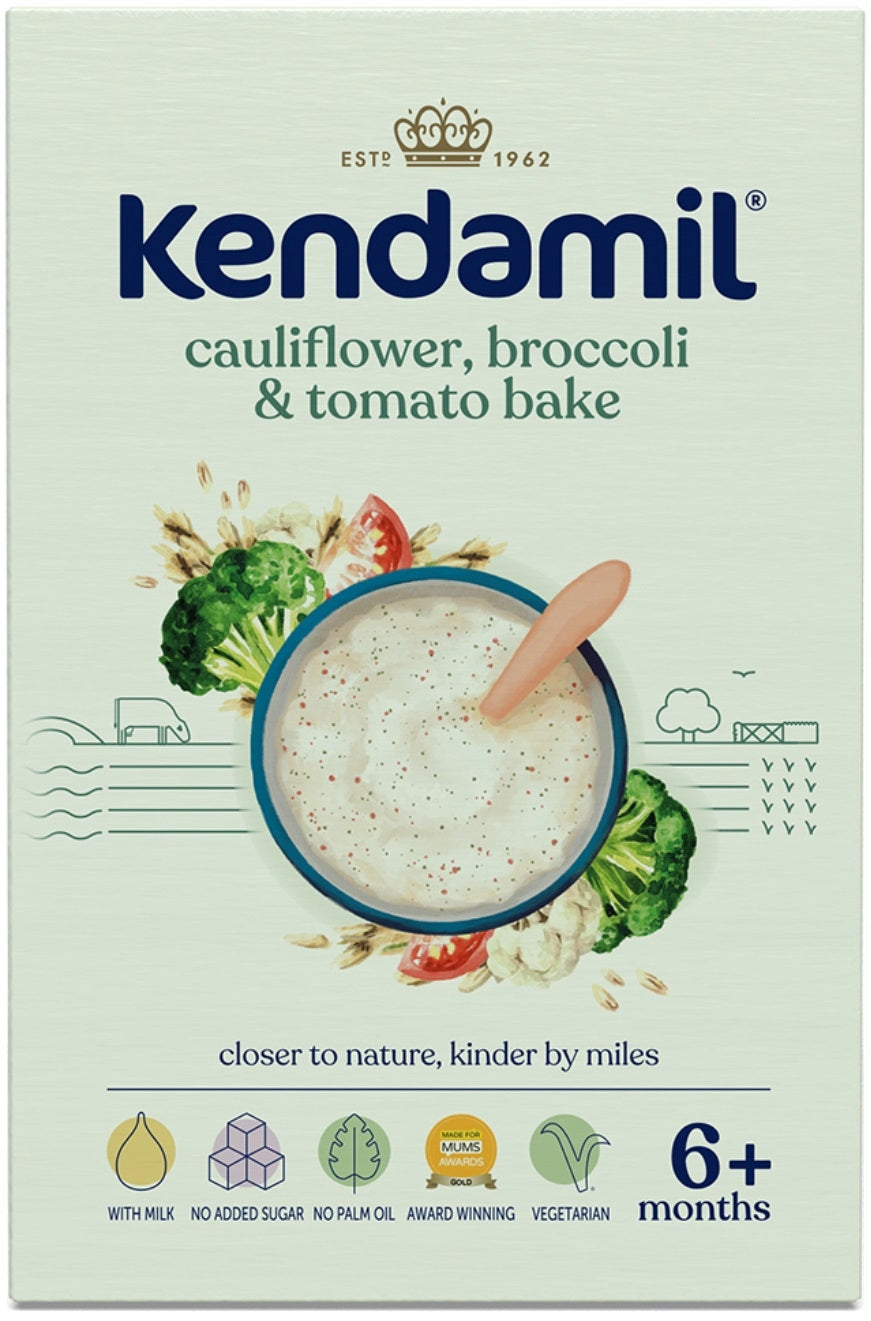 KENDAMIL CEREAL AND MILK PORRIDGE WITH BROCCOLI, CAULIFLOWER AND TOMATOES 150G