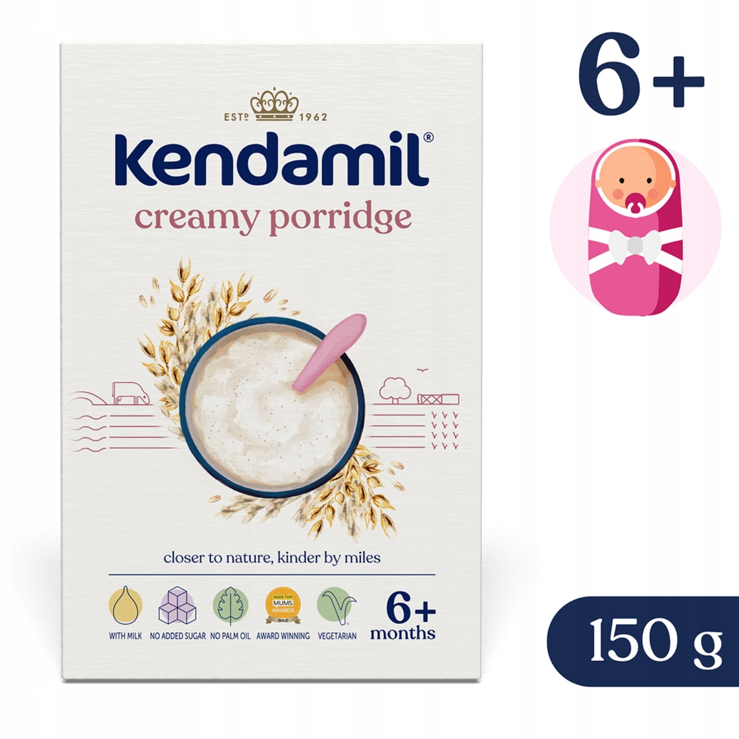 KENDAMIL CREAMY OAT MILK PORRIDGE WITHOUT PALM OIL 150G Packaging status original